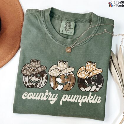 Alternative view of Country Pumpkin Halloween Shirt, Western Halloween Shirt, Pumpkin Graphics Tee, Cowgirl Halloween Shirt