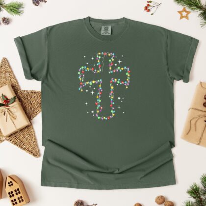 Christian Christmas Shirt, Christmas Lights Shirt, Xmas Light Cross Shirt, Christmas Jesus Shirt
