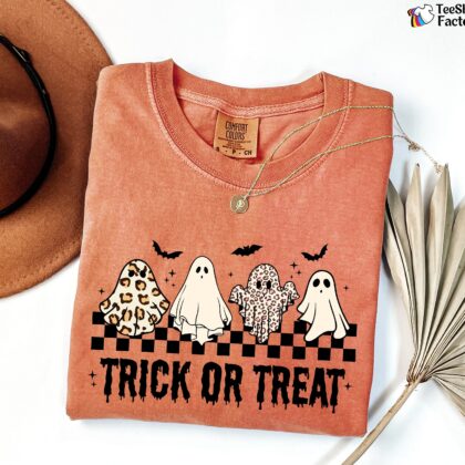 Halloween Ghost Shirt, Trick or Treat Shirt, Womens Halloween Shirt, Spooky Season Shirt