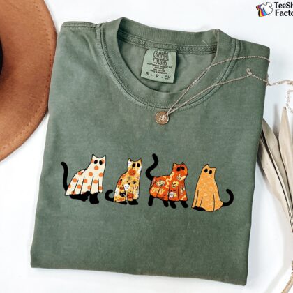 Alternative view of Сute Ghost Cat Shirt, Halloween Cat Shirt, Black Cat Shirt, Cat Lover Shirt