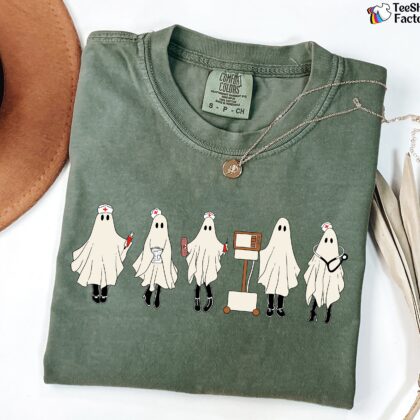Halloween Nurse Shirt, Nurse Shirt, Spooky Nurse Shirt, Ghost Nurse Shirt - Image 5