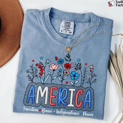 America Dalmatian Floral Shirt, Dalmatian Dots Shirt, 4th Of July Shirt, Independence Day Shirt