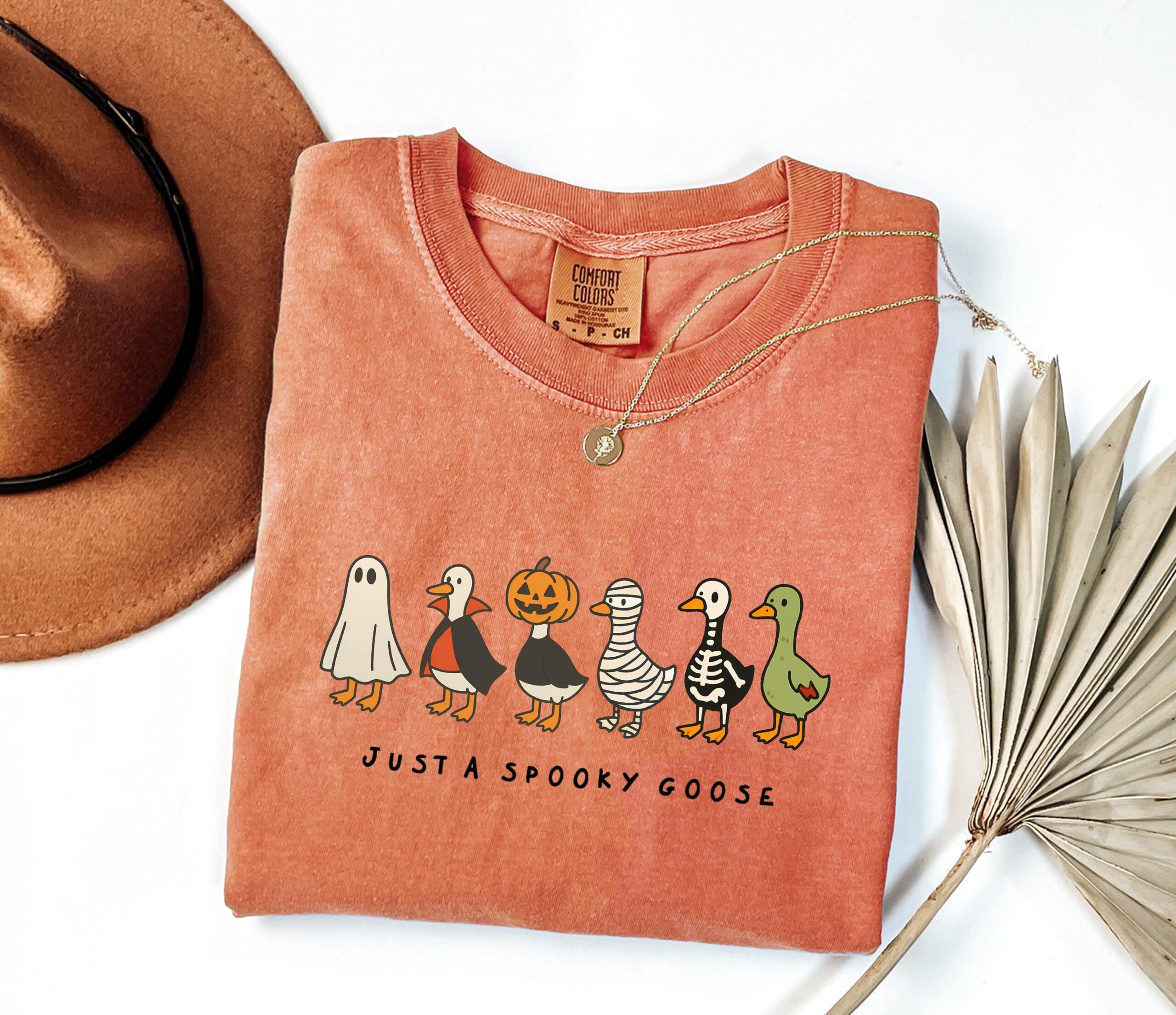 Halloween Funny Goose Shirt, Just a Spooky Goose Shirt, Halloween Shirt, Skeleton Goose Tee - Image 2