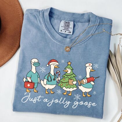 Christmas Goose Nurse Shirt, Funny Holiday RN Tee, Cute Medical Staff Xmas Top, Nursing Student Gift