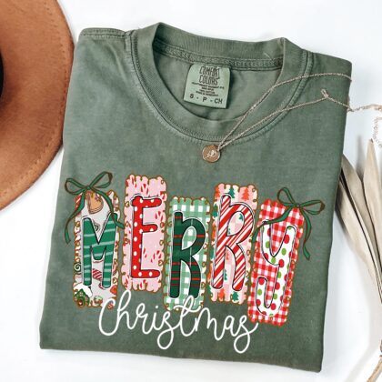 Merry Christmas Shirt, Preppy Christmas Shirt, Coquette Bow Christmas Shirt, Women's Holiday Shirt