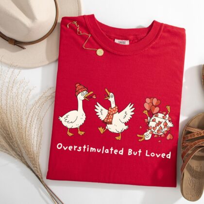 Silly Goose Valentine Shirt, Overstimulated But Loved Tee, Valentine Day Shirt, Cute Goose Lover Shirt - Image 5