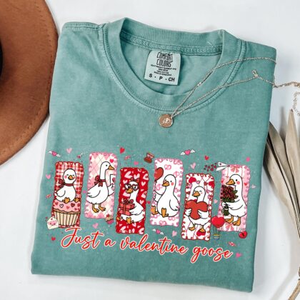 Silly Goose Valentine Shirt, Just A Love Goose Shirt, Valentine Day Shirt, Cute Goose Lover Shirt - Image 6