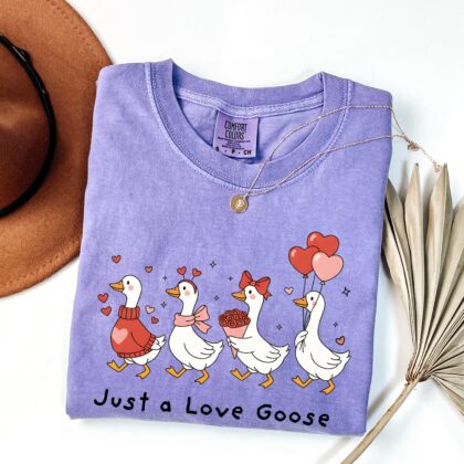 Alternative view of Just a Love Goose Valentine Day Shirt, Funny Valentine Shirt, Silly Goose Shirt, Cute Goose Lover Gift