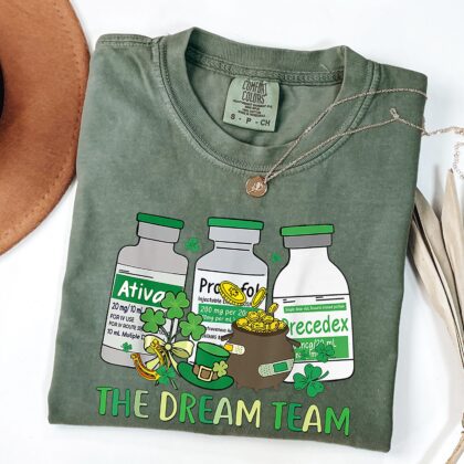 Alternative view of The Dream Team Retro Nurse St Patricks Day Shirt, Nurse Propofol Shirt, Nurse Lucky Shirt, St Patricks Day Gifts For Nurse