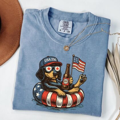Alternative view of 4th of July Dog Shirt, Dachshund 4th Of July Shirt, 250th Anniversary Shirt, Dog Lover Shirt