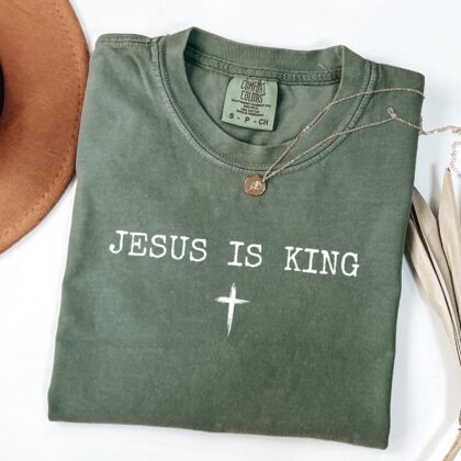 Alternative view of Jesus is King Shirt, Minimalist Christian Shirt, Religious Mom Shirt, Jesus Shirt