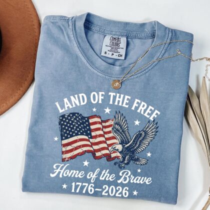 Alternative view of Land Of The Free Shirt, American Woman Shirt, 4th Of July Tee, Independence Day Shirt