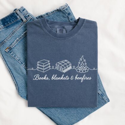 Books Blankets Bonfires Shirt, Book Lover Shirt, Cozy Reading Tee, Bookish Fall Shirt