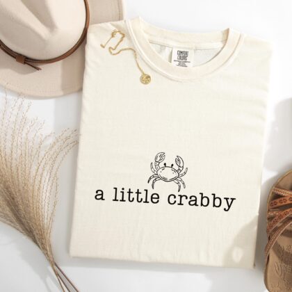 Alternative view of Crabby Crab Shirt, Cute Coastal Graphic Tee, Minimalist Beach Crab Shirt, Funny Ocean Lover Tee