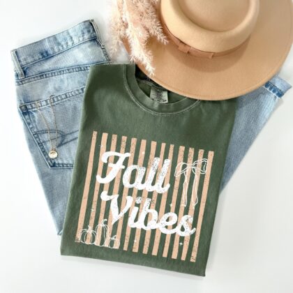 Alternative view of Fall Vibes Shirt, Cozy Autumn Pumpkin Graphic Tee, Neutral Boho Fall Shirt, Thanksgiving Outfit