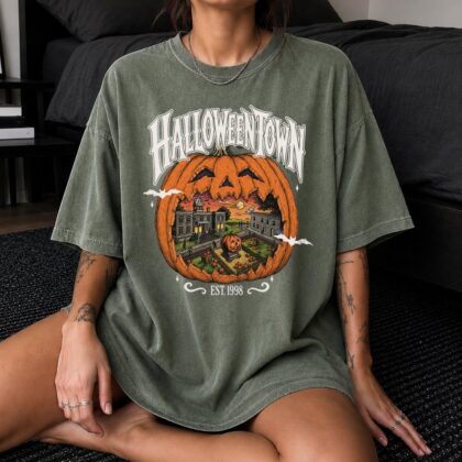 Alternative view of Halloween Pumpkin Shirt, Halloweentown Graphic Tee, Spooky Season Shirt, Fall Halloween Tee