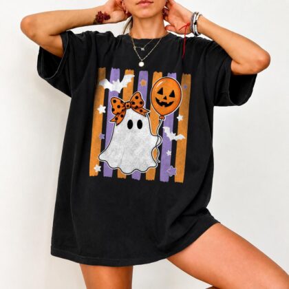 Alternative view of Spooky Season Shirt, Cute Ghost Halloween Shirt, Pumpkin Ghost Tee, Cute Fall Halloween Tee