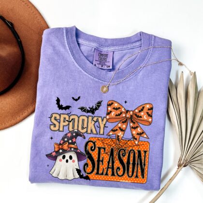 Cute Witchy Ghost Shirt, Spooky Season Halloween Shirt, Ghost Bow Tee, Halloween Bow Shirt
