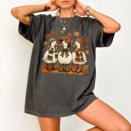 Cute Fall Goose T-shirt, Just A Fall Goose Autumn Pumpkin Shirt Outfit