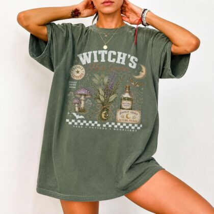 Mushroom Witch Shirt, Witchy Botanical Tee, Witch Herb Garden Shirt, Herbalist Shirt