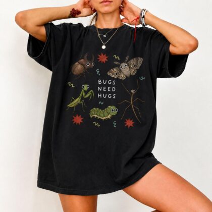 Bugs Need Hugs Science Teacher Shirt, Cute Insect Friends Graphic Tee, Entomology Nature Classroom Apparel
