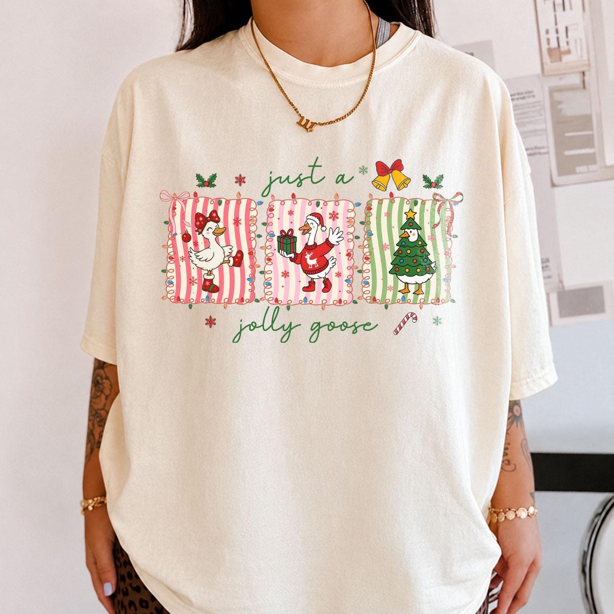Funny Goose Christmas T-Shirt, Christmas Goose Shirt, Jolly Goose Holiday Tee, Festive Farm Animal Gift - Image 10