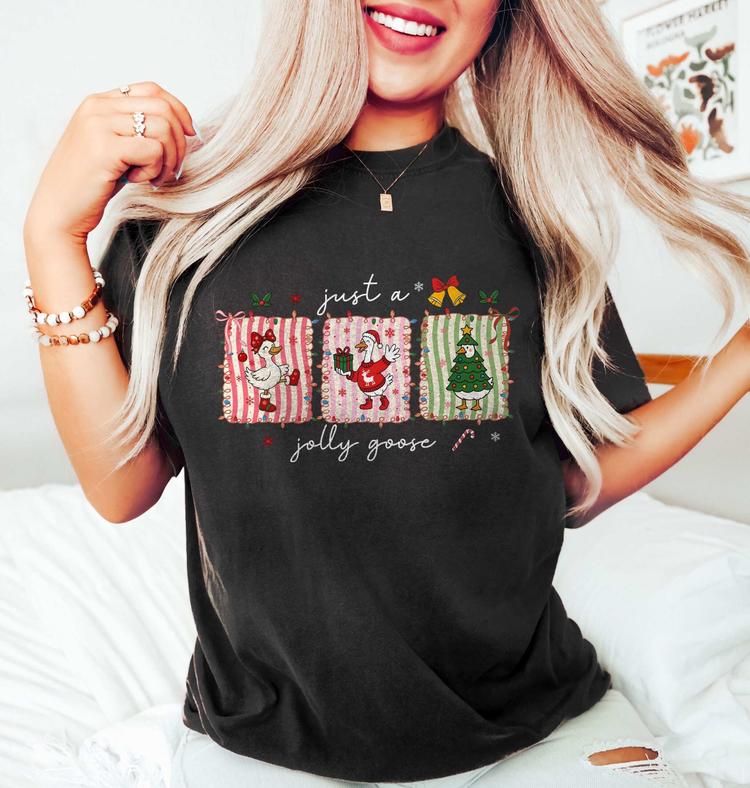 Funny Goose Christmas T-Shirt, Christmas Goose Shirt, Jolly Goose Holiday Tee, Festive Farm Animal Gift - Image 9