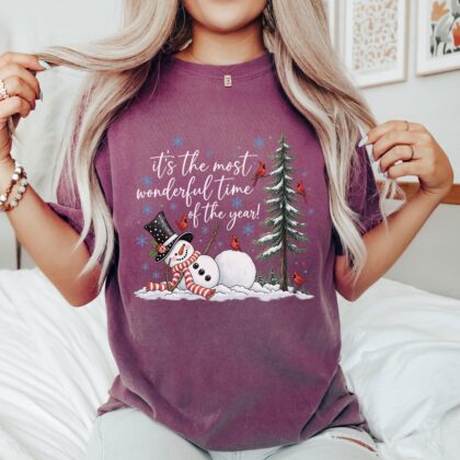 Christmas Time Shirt, Retro Christmas Tree Tee, Christmas Cozy Snowman It's The Most Wonderful Time Shirt, Holiday Shirt Tee - Image 7