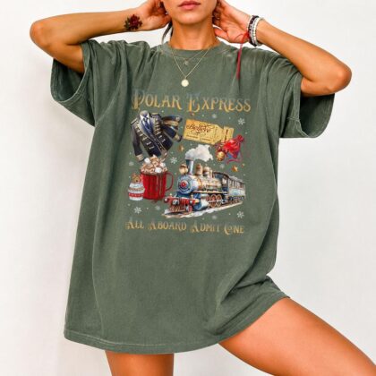 Xmas Crewneck Tee, Believe Christmas Pajamas for Family, Polar Express Family Vacation Shirts, Polar Express Train Shirt