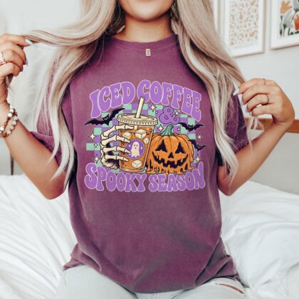 Alternative view of Spooky Season Coffee Tee, Pumpkin Coffee T-Shirt, Halloween Iced Coffee Shirt, Funny Halloween Gift